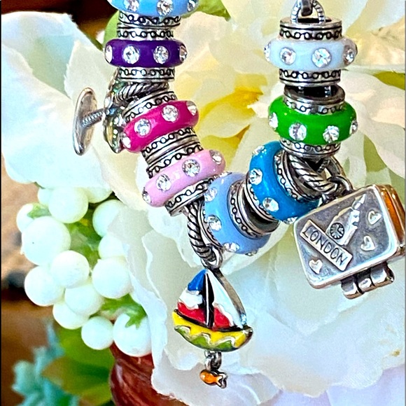 Brighton HEART LINK Vacation Theme Multi Color Dazzlers Crystal CHARM Bracelet - Picture 5 of 15